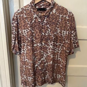 All Saints cheetah print button down short sleeve shirt - Mens Medium
